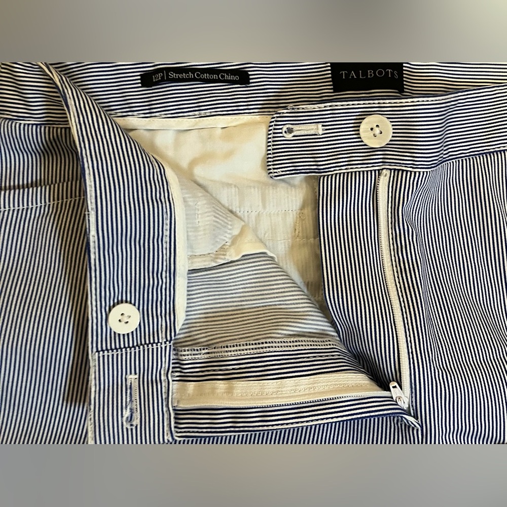 Talbots Stretch Cotton Curvy Fit Pinstripe Chinos size 12P - Picture 12 of 13